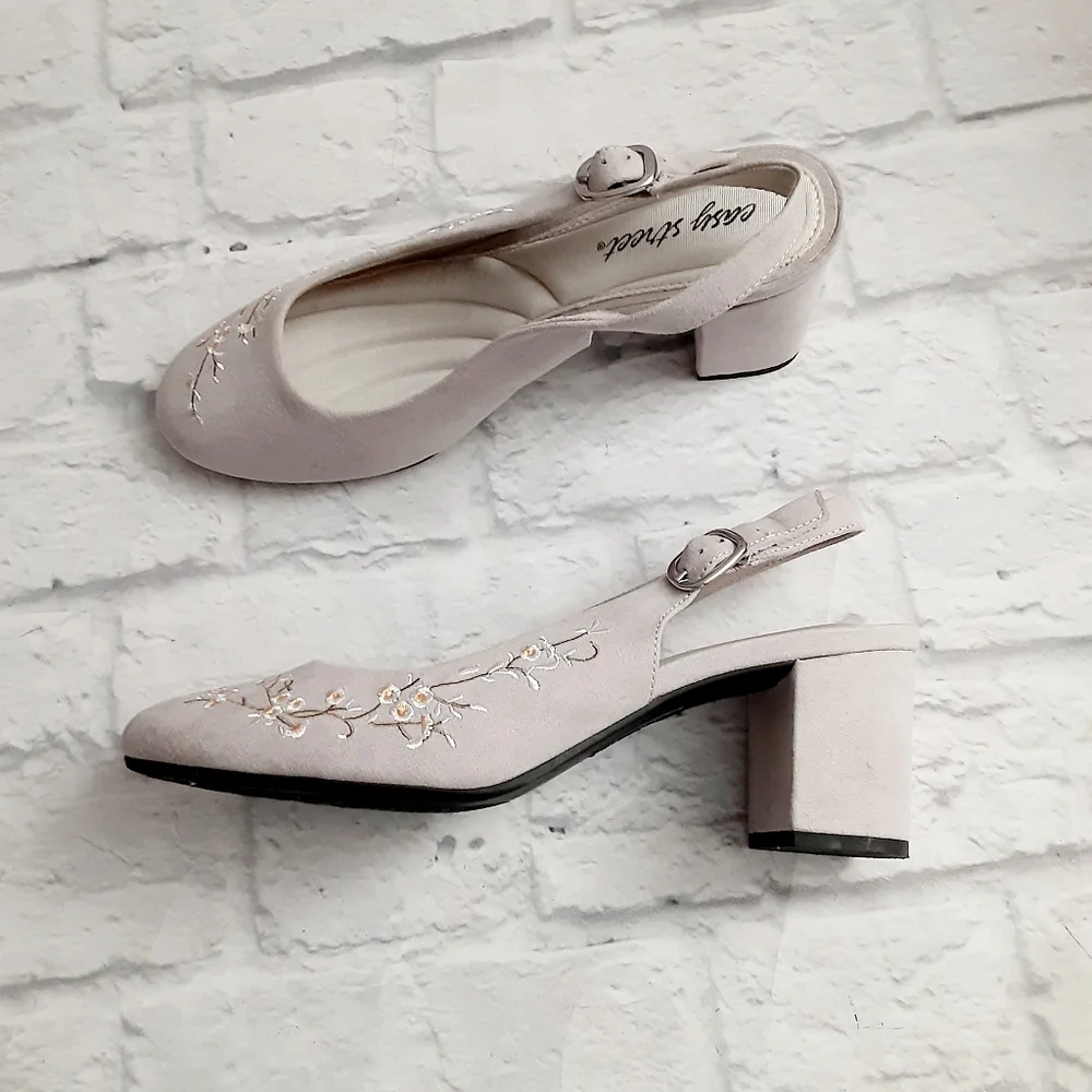 Easy Street Dainty  slingback embroidered